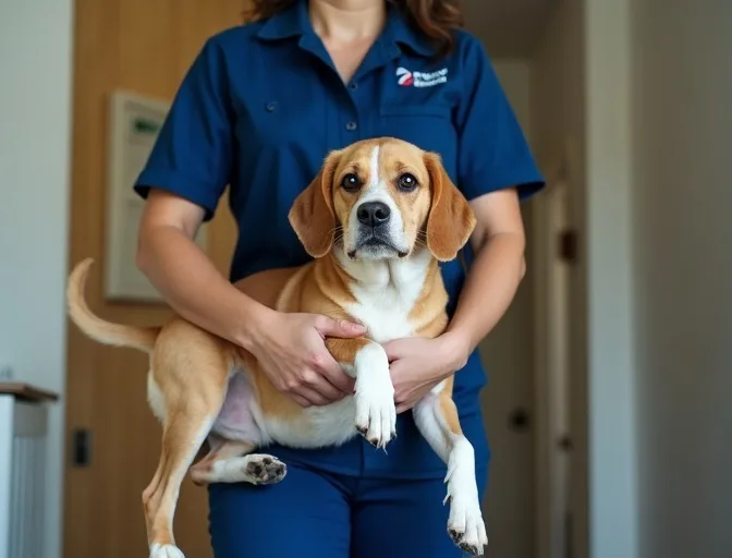 Technician respectfully transporting a deceased dog in Watergardens